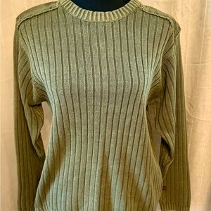 Olive Ribbed Women's Crew Neck Sweater
